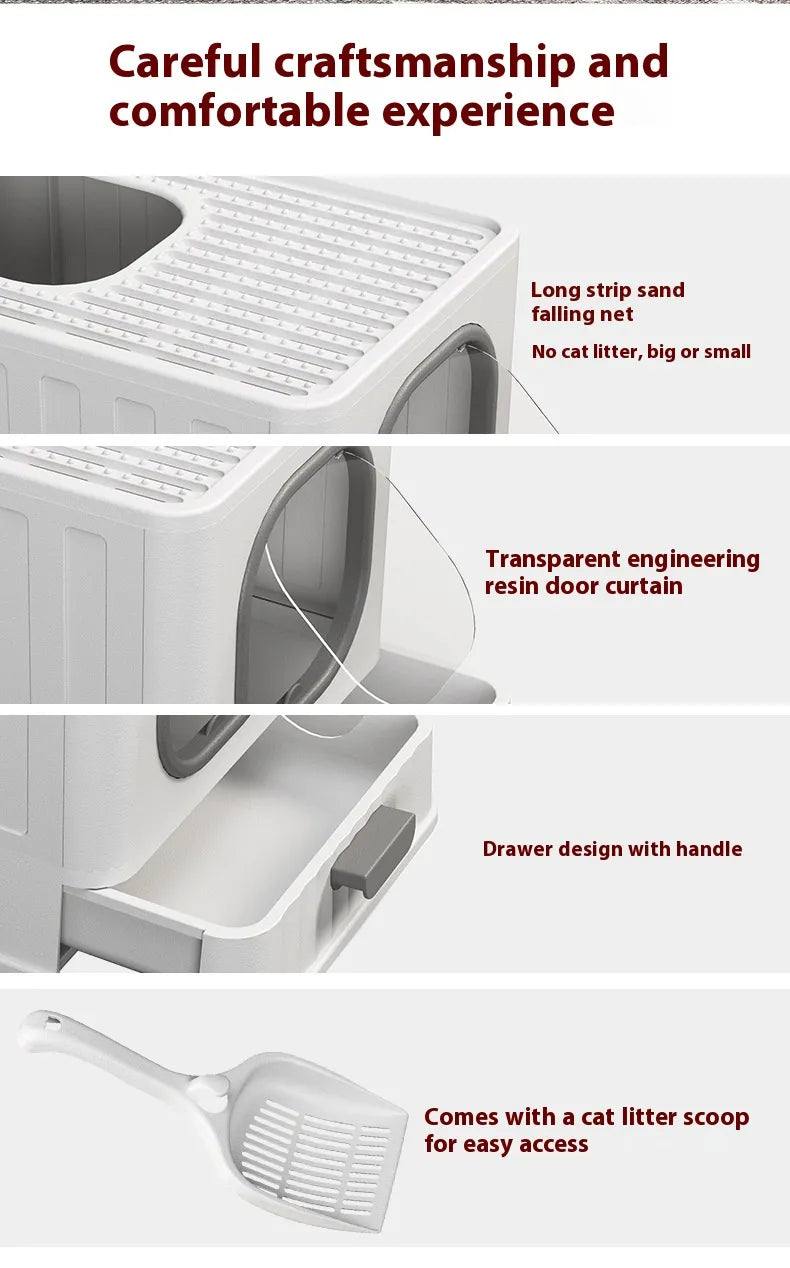 Bac à Litière Pliable et Fermé