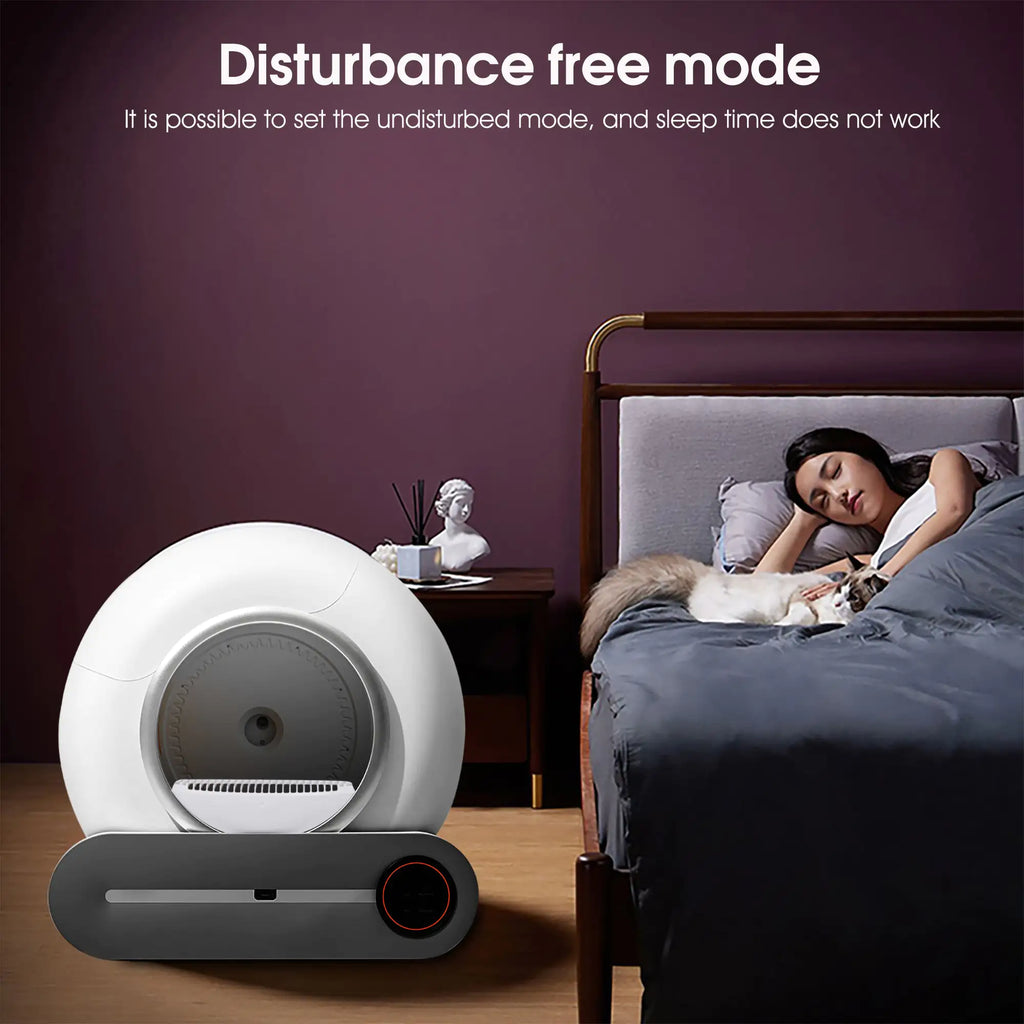 Bac à litière autonettoyant avec ramassage et désodorisation automatiques, contrôlé via une application compatible Wi-Fi