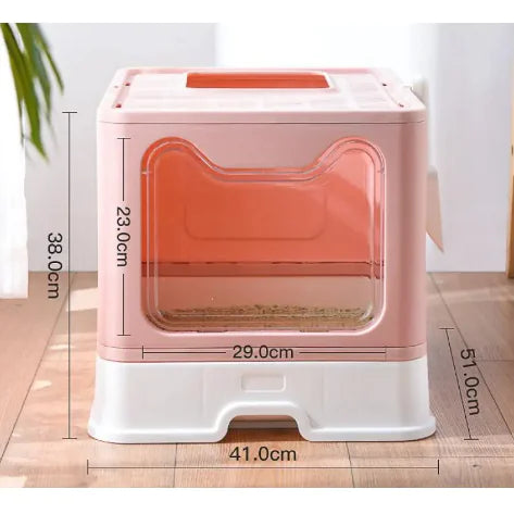 Bac à litière pliable et fermé pour chat